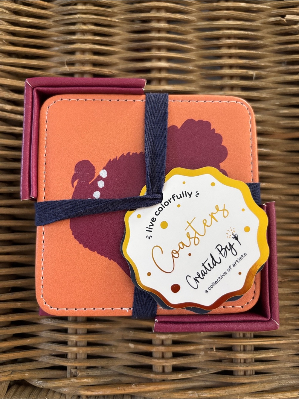 NWT Live Colorfully Orange and Maroon VT Hokies Coaster Set